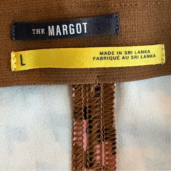 Anthropologie Maeve The Margot Women’s L Brown Pink Geo Kick Flare Pants - Picture 8 of 9